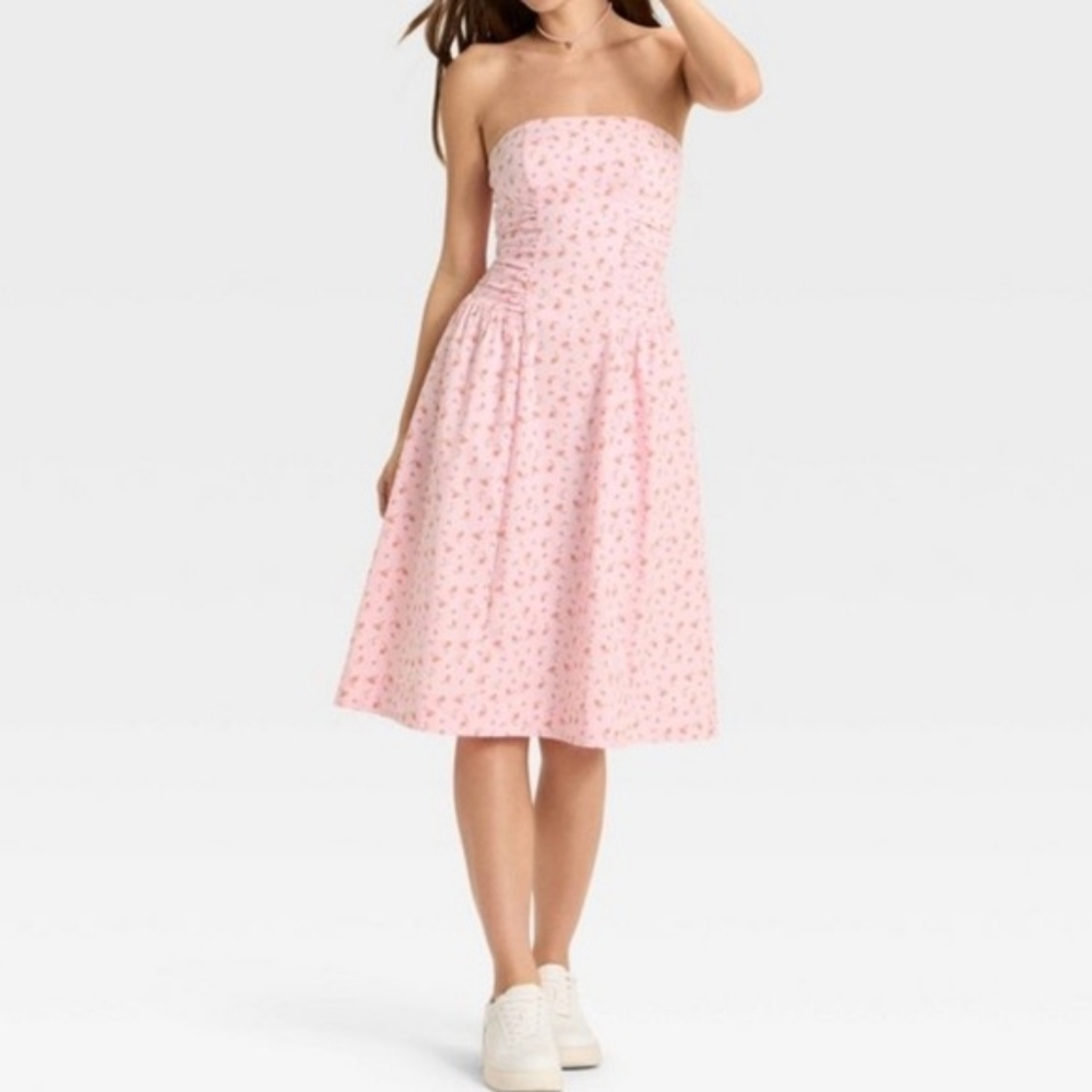 Wild Fable Pink Strapless Sundress Midi